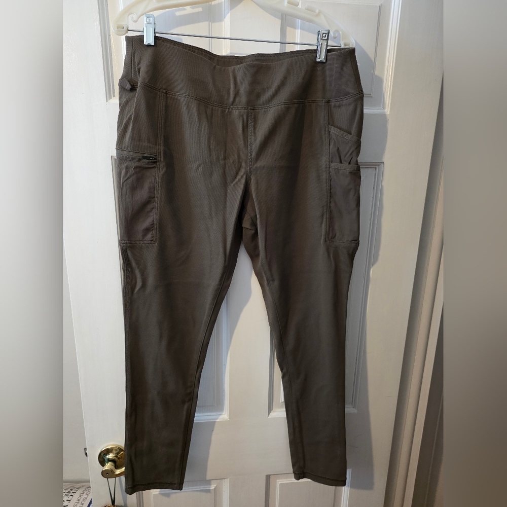 Ladies Carhartt Fitted Leggings Pants, pockets, Olive, Size L